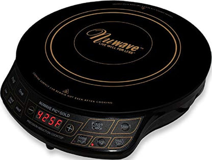 Nuwave Gold Precision Induction Cooktop, Portable, Powerful with Large 8” Heating Coil,100°F to 575°F, 3 Wattage Settings, 12” Heat-Resistant Cooking Surface