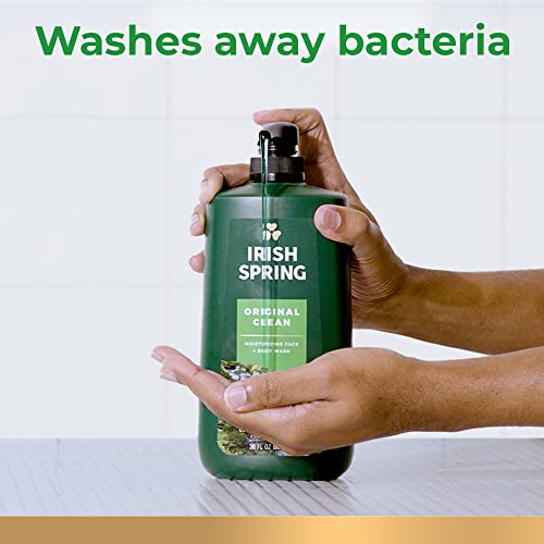 Irish Spring 5 in 1 Body Wash for Men, Men's Body Wash, Smell Fresh and Clean for 24 Hours, Conditions and Cleans Body, Face, and Hair, Made with Biodegradable Ingredients, 30 Oz Pump