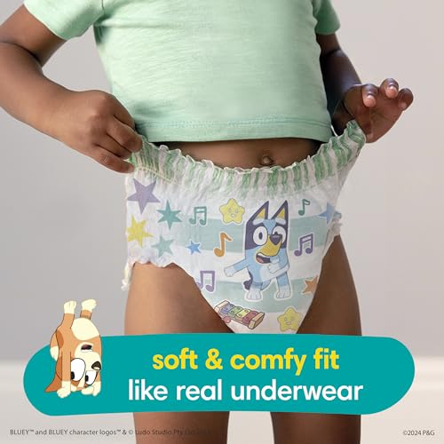 Pampers Easy Ups Boys & Girls Bluey Potty Training Pants - Size 3T-4T, One Month Supply (124 Count), Training Underwear (Packaging May Vary)