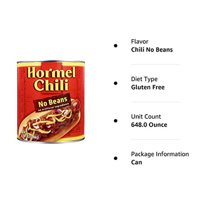 HORMEL Chili Chunky Beef Chili with Beans, No Artificial Ingredients, 15 Oz