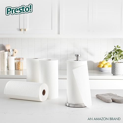 Amazon Brand - Presto! Flex-a-Size Paper Towels, 128 Sheet Family Roll, 16 Rolls (2 Packs of 8), Equivalent to 40 Regular Rolls, White