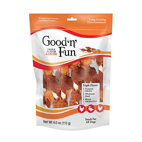 Good'N'Fun Triple Flavored Rawhide Kabobs For Dogs