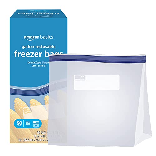 Amazon Basics Freezer Quart Bags, 120 Count (Previously Solimo)