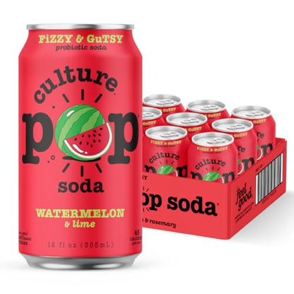 Culture Pop Soda Sparkling Probiotic Drink, 45 Calories Per Can, Vegan Soda for Gut Health, Non-GMO, GF, No Added Sugar, 12 Pack, 12 Fl Oz Cans, Jazzy & Juicy Variety Pack - New!