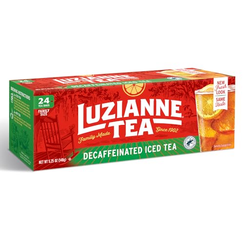 Luzianne Decaffeinated Iced Tea Bags, Family Size, 24ct Box (Pack of 6)