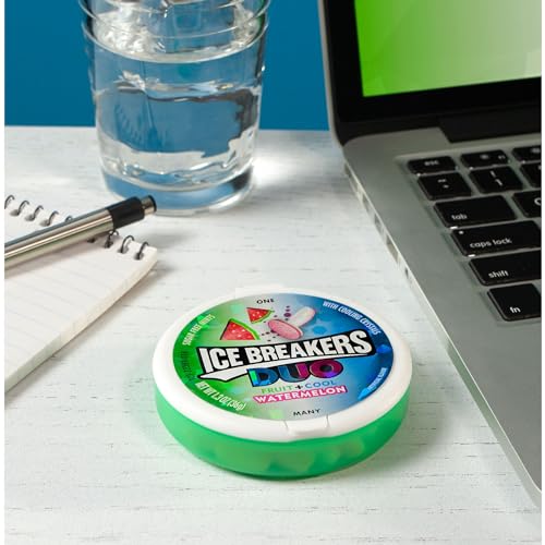 ICE BREAKERS Duo Fruit Plus Cool Strawberry Sugar Free Breath Mints Tins, 1.3 oz (8 Count)