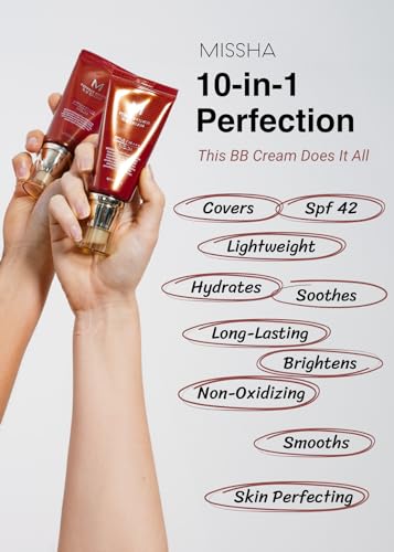 MISSHA M Perfect Cover BB Cream No.13 Bright Beige for Fair Skin SPF 42 PA +++ 1.69 Fl Oz - Tinted Moisturizer for face with SPF