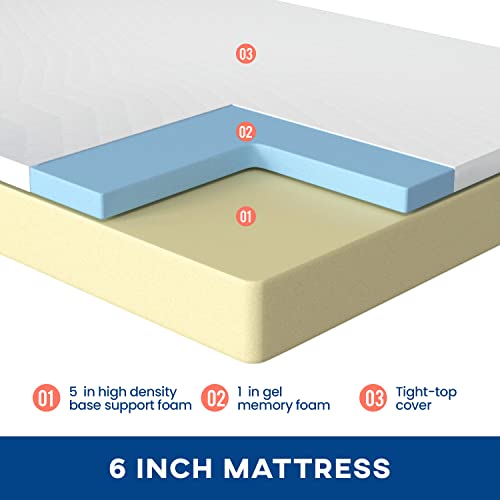 FDW 5 Inch Gel Memory Foam Mattress Medium-Firm Mattress for Pressure Relief & Cooler Sleep Mattress for Kid Adults CertiPUR-US Certified Mattress in a Box,Twin