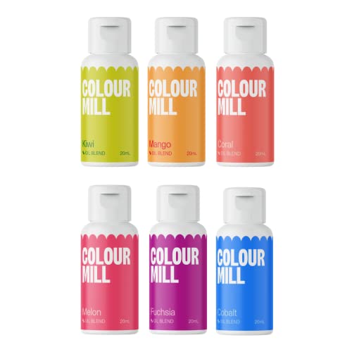 Colour Mill Oil-Based Food Coloring, 20 Milliliters Each of 6 Colors: Baby Blue, Navy, Royal, Sky Blue, Teal and Tiffany