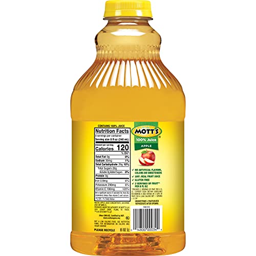 Mott's 100% Original Apple Juice, 8 Fl Oz Bottles, 24 Count (4 Packs Of 6), 2 Servings Of Fruit, 100% Fruit Juice, Gluten-free, Caffeine-free, Kosher, Contains No Artificial Colors Or Sweeteners