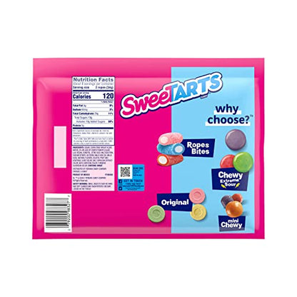 SweeTARTS Ropes, Candy, Twisted Rainbow Punch, Soft and Chewy, Back to School Sweet Treat, 9 oz