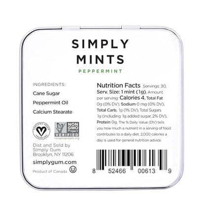 Natural Breath Mints by Simply Gum | Peppermint | Pack of Six (180 Pieces Total) | Breath Freshening, Vegan, Non-GMO, Nothing Artificial