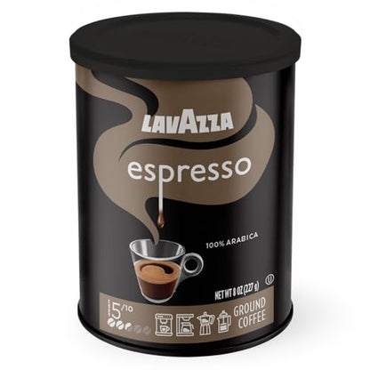 Lavazza Espresso Ground Coffee Blend, Medium Roast, 8-Oz Cans, Pack of 4 (Packaging May Vary) Premium Blend, Value Pack, Non-GMO, 100% Arabica, Rich-bodied