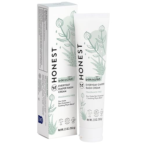 The Honest Company Hypoallergenic Diaper Rash Cream | Moisturizing + Calming Zinc Oxide Ointment | NEA Recognized, Cruelty Free | 2.5 oz