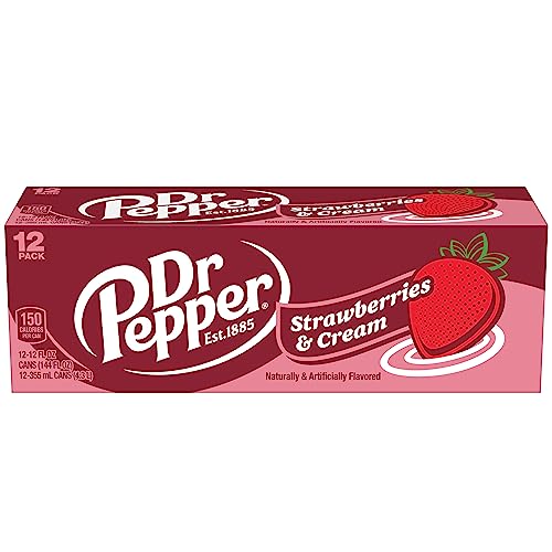 Dr Pepper Zero Strawberries and Cream Soda, 12 fl oz cans, 12 Pack