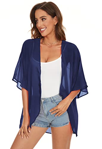 Womens Kimono Beach Cover Up Chiffon Cardigan Floral Tops Loose Capes