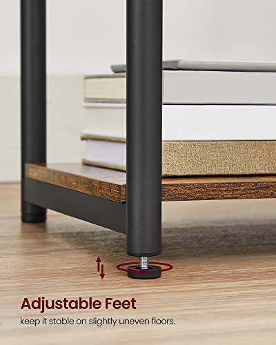 VASAGLE End Table with Charging Station, Set of 2, Small Side Tables for Living Room, Bedroom, Nightstand with Outlets and USB Ports, Bedside Table with Storage Shelf, Chestnut Brown and Black