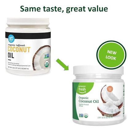 Amazon Fresh, Organic Virgin Coconut Oil, 15 Fl Oz (Previously Happy Belly, Packaging May Vary)