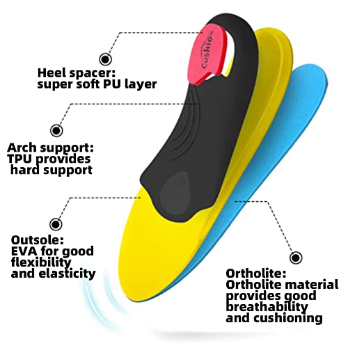 VALSOLE Heavy Duty 220+lbs Orthotic Inserts for Plantar Fasciitis - Absorb Shock, Support High Arches and Flat Feet