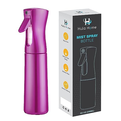 Hula Home Spray Bottle for Hair (10.1oz/300ml) Continuous Empty Ultra Fine Plastic Water Mist Sprayer – For Hairstyling, Cleaning, Salons, Plants, Essential Oil Scents & More - Black