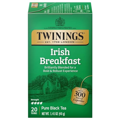 Twinings English Breakfast Black Tea, 100 Individually Wrapped Tea Bags, Smooth, Flavourful, Robust, Caffeinated, Enjoy Hot or Iced