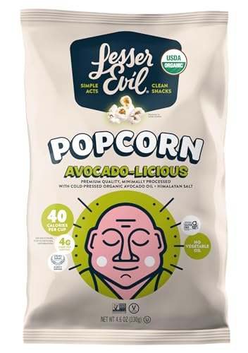 LesserEvil Himalayan Pink Salt Organic Popcorn, Premium Quality, Minimally Processed, No Vegetable Oil, 0.46 Oz, Pack of 24