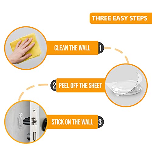 White Door Stoppers - Large 3.15" (4 PCS) - Door Stoppers for Wall with Strong Back Adhesive - Quiet and Shock Absorbent Silicone Wall Protectors from Door Knobs - Protects Every Wall Surface