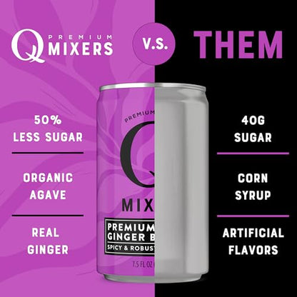 Q Mixers Tonic Water, Premium Cocktail Mixer Made with Real Ingredients, Only 45 Calories per Can, 7.5 Fl oz (Pack of 24)