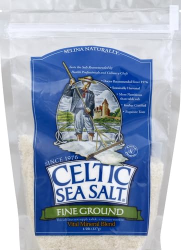 Fine Ground Celtic Sea Salt – 16 Ounce (Pack of 1) Resealable Bag of Nutritious, Classic Sea Salt, Great for Cooking, Baking, Pickling, Finishing and More, Pantry-Friendly, Gluten-Free