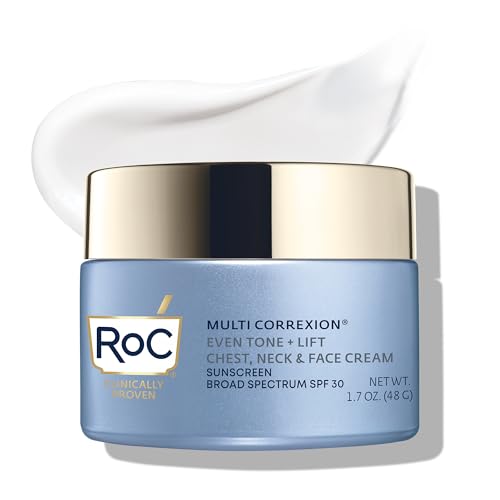 RoC Multi Correxion 5 in 1 Chest, Neck, and Face Moisturizer Cream with SPF 30, for Neck Firming and Wrinkles, Vitamin E & Shea Butter, Oil Free Skin Care, 1.7 Ounces (Packaging May Vary)