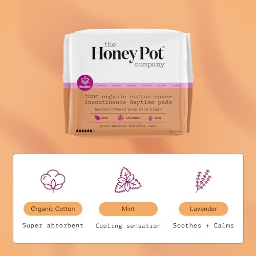 The Honey Pot Company - Herbal Postpartum Pads w/Wings - Infused w/Essential Oils for Cooling Effect, Organic Cotton Cover, & Ultra-Absorbent - Postpartum Essentials to fill your Postpartum Kit - 12ct