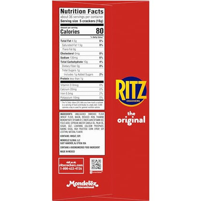 RITZ Original Crackers, 20 Snack Packs (6 Crackers Per Pack)