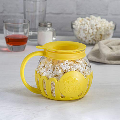 Ecolution Patented Micro-Pop Microwave Popcorn Popper with Temperature Safe Glass, 3-in-1 Lid Measures Kernels and Melts Butter, Made Without BPA, Dishwasher Safe, 3-Quart, Aqua