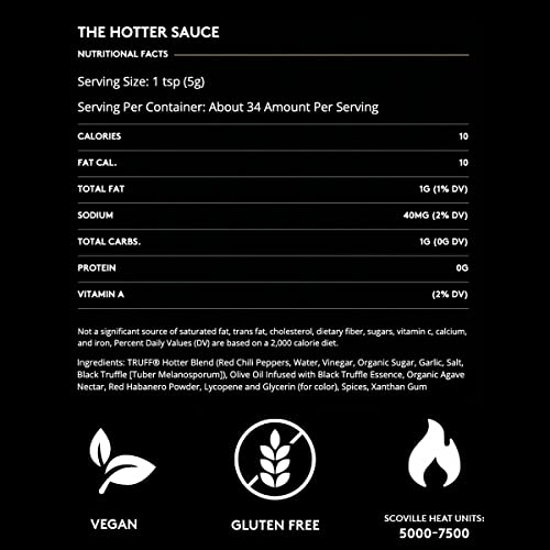 TRUFF Original Black Truffle Hot Sauce, Gourmet Hot Sauce with Ripe Chili Peppers, Black Truffle Oil, Agave Nectar, Unique Flavor Experience in a Bottle, 6 oz.