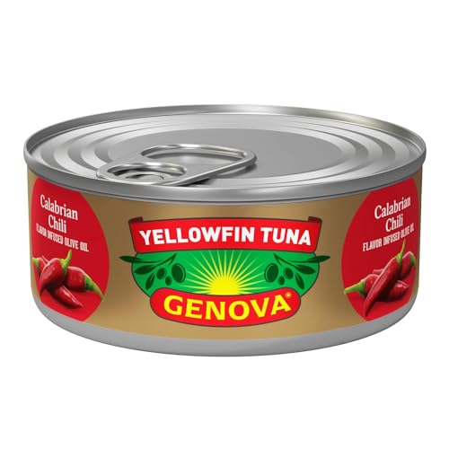 Genova Premium Yellowfin Tuna in Olive Oil, Wild Caught, Solid Light, 5 oz. Can (Pack of 8)