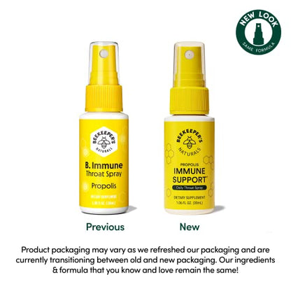 Propolis Throat Spray by Beekeeper's Naturals - 95% Bee Propolis Extract, Natural Immune Support & Sore Throat Relief - Antioxidants, Keto, Paleo, Gluten-Free (1.06 oz)(Pack of 1)