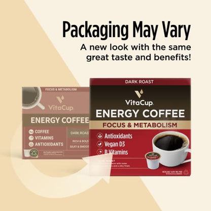 VitaCup Mushroom Coffee Pods - Boost Focus & Immunity with Lions Mane, Chaga, Vitamins, for Memory & Clarity, Recyclable K-Cup Pods, 16 Ct