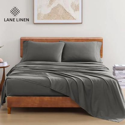 LANE LINEN 100% Organic Cotton Twin Sheets Set, 3Pc Twin Bed Sheets, Breathable Cotton Sheets Twin Size Bed Set, Dorm Room Essentials with 15" Twin Deep Pocket Fitted Sheet - White Sheets