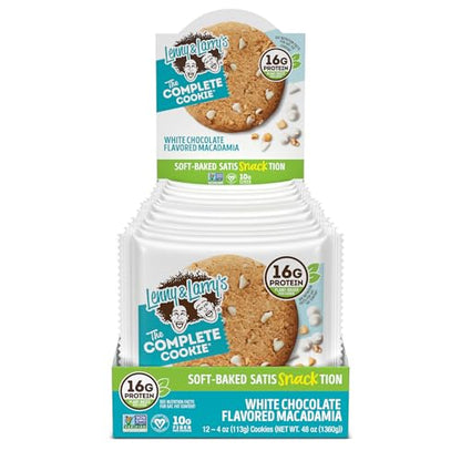 Lenny & Larry's The Complete Cookie, White Chocolate Flavored Macadamia, Soft Baked, 16g Plant Protein, Vegan, Non-GMO, 4 Ounce Cookie (Pack of 12)