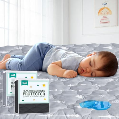 Crib Mattress Protector Sheets Fitted Waterproof Crib Mattress Pad Cover, Noiseless & Machine Wash 100% Absorbent Crib/Toddler Mattress Protector Sheet Quilted, White, 52" x 28"