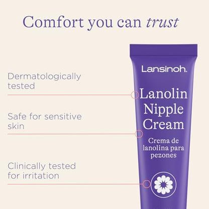 Lansinoh Lanolin Nipple Cream, Safe Nipple Balm for Baby and Mom, Breastfeeding Essentials, 1.41 Ounces