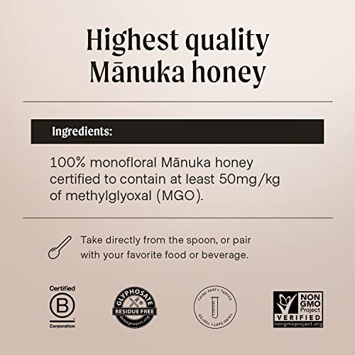 Manukora Raw Manuka Honey, MGO 50+, New Zealand Honey, Non-GMO, Traceable from Hive to Hand, Daily Wellness Support