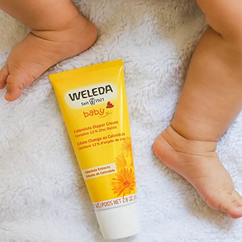 Weleda Baby Calendula Diaper Cream, 2.8 Fluid Ounce, Plant Rich Protection with Calendula, Chamomile, Sweet Almond Oil, Lanolin and Zinc Oxide