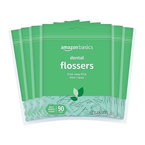 Amazon Basics Mint Dental Flossers, 90 Count, 1 Pack (Previously Solimo)