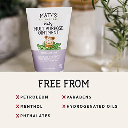 Matys Multipurpose Baby Ointment, All Over Gentle Skin Protection for Newborns & Up, Soothes Dry Irritated Skin, Diaper Area, Dry Scalp, Drool Irritation, Petroleum Free, Fragrance Free, 10 oz tub