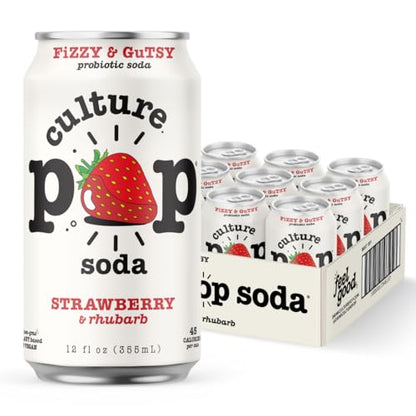 Culture Pop Soda Sparkling Probiotic Drink, 45 Calories Per Can, Vegan Soda for Gut Health, Non-GMO, GF, No Added Sugar, 12 Pack, 12 Fl Oz Cans, Jazzy & Juicy Variety Pack - New!