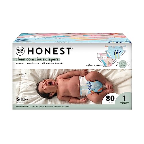 The Honest Company Clean Conscious Diapers | Plant-Based, Sustainable | Above It All + Pandas | Club Box, Size Newborn, 72 Count