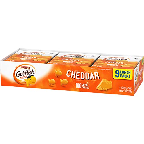 Goldfish Colors Cheddar Crackers, Snack Pack, 0.9 oz, 9 CT Multi-Pack Tray (Pack of 2)