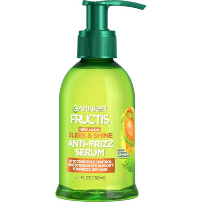 Garnier Fructis Sleek & Shine Anti-Frizz Serum for Frizzy, Dry Hair, Argan Oil, 5.1 Fl Oz, 1 Count (Packaging May Vary)