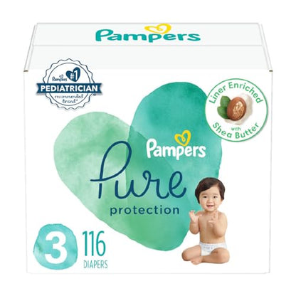 Pampers Pure Protection Diapers - Size 5, One Month Supply (132 Count), Hypoallergenic Premium Disposable Baby Diapers (Packaging May Vary)